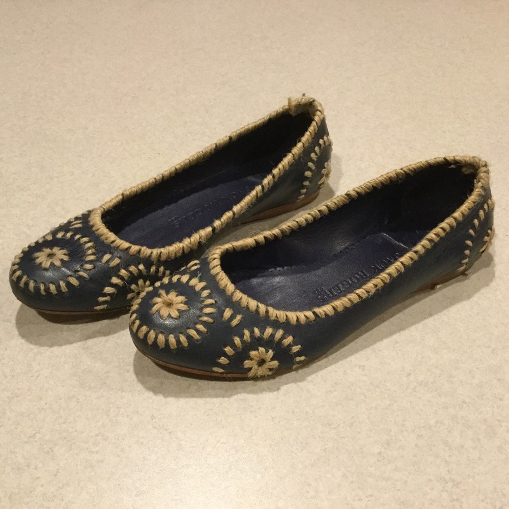 Jack Rogers Shoes 6 Rimata Navajo Navy Blue Ballet